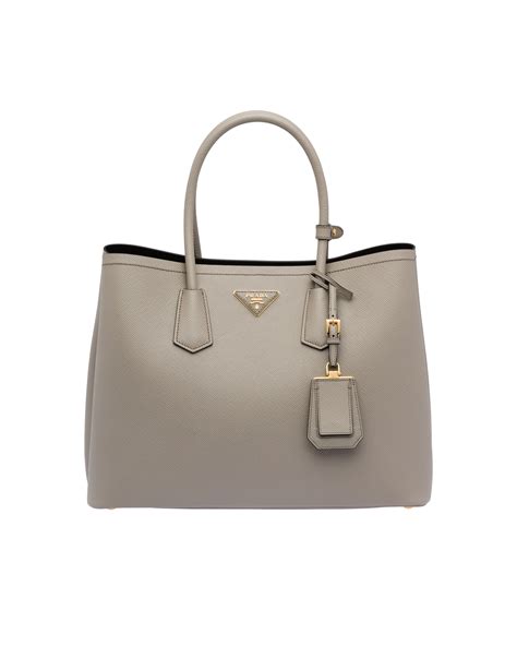 prada double medium bag women clay black|Clay/ Black Medium Saffiano Leather Double Prada Bag .